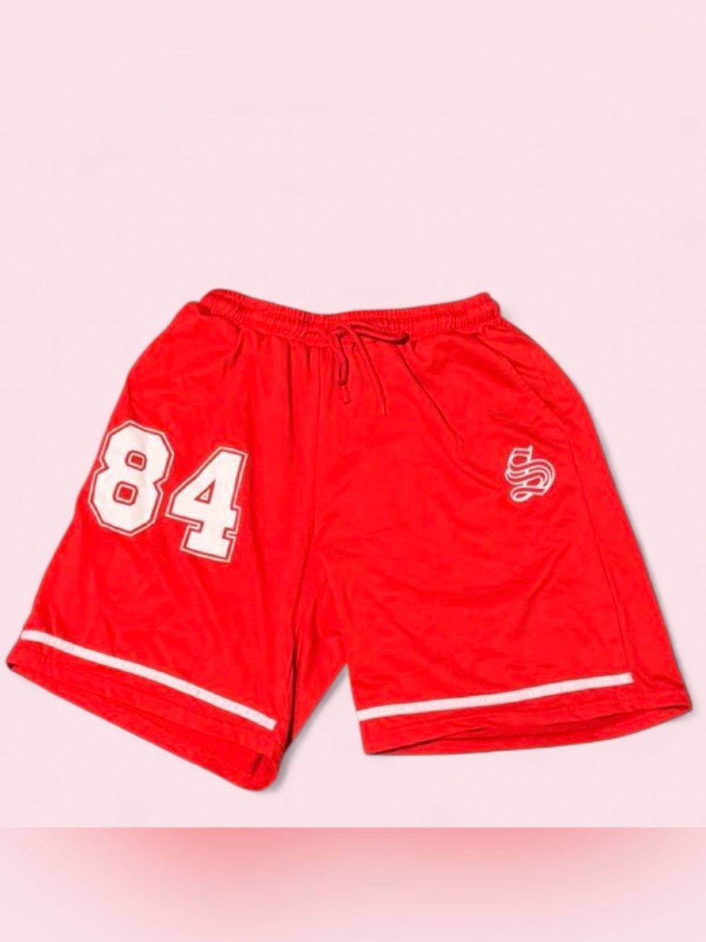 Men's Red Athletic Shorts with Number 84